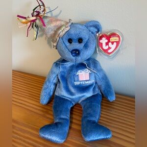 Ty Beanie Baby Blue 'September' Birthday Bear